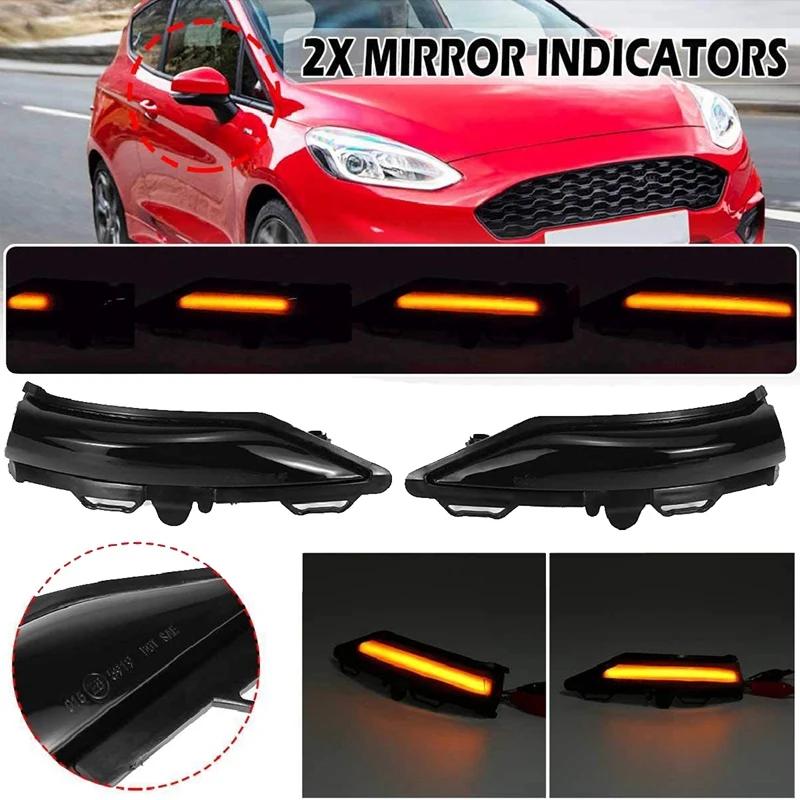 Dynamic LED Vključite Opozorilne Luči Rearview Mirror Lučka za Ford Fiesta MK8