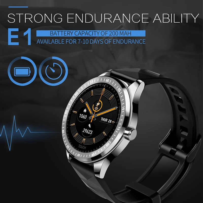 E1 Bluetooth Watch Monitor Srčnega Utripa Smartwatch Moški Ženska Krvni Tlak Elektronska Ura Nepremočljiva Šport Povezan Ure