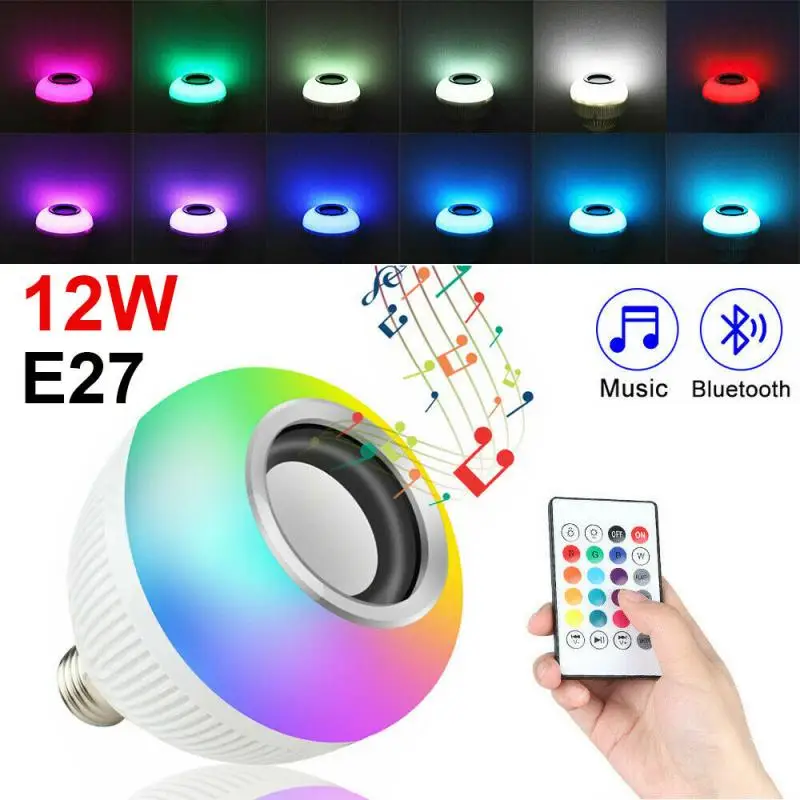 E27 Brezžični Bluetooth, LED Luči Zvočnik Žarnice RGB 12W 100-240V Glasba Lučka za Bluetooth Remote Controller Dropshipping