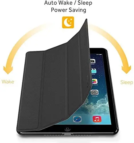 EasyAcc® Tablete za iPad Zrak 1 Smart Cover s Stojalom Auto Sleep funkcija Wake-up za Apple iPad Zraka iPad 5 Premium PU Usnje Črna