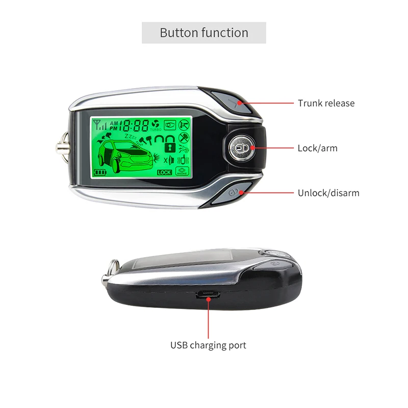 EASYGUARD LCD pager zaslon 2 način, avto alarm pke vstop brez ključa šok senzor alarm univerzalni avto auto vstop brez ključa sistem dc12v