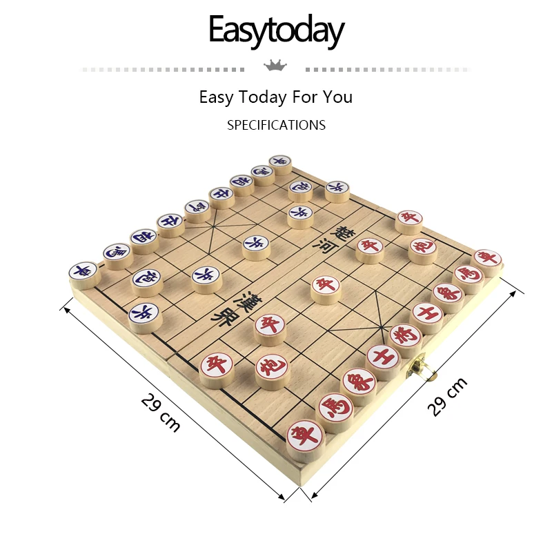 Easytoday Masivnega Lesa Kitajski Šah, Zložljivi Šahovnici Krožne Kitajski Šah Kosov Zabava Igra Standardno Konfiguracijo