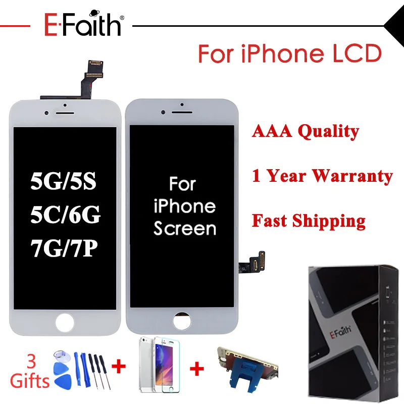 EFaith AAA Zaslon LCD Za IPhone 5 5S 5C SE Za IPhone 6 6P 6SPlus IPhone 7 8No Dead Pixel Zaslon na Dotik S prostim Darila,