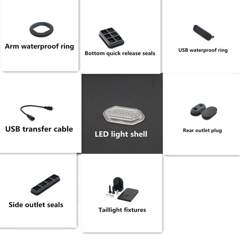 EFT E410 rezervni deli Komponente roko/USB nepremočljiva ring + USB Kabel za Prenos +LED luči lupini + zadaj vtičnice plug + strani vtičnico