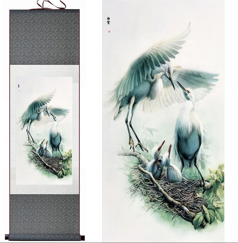 Egret umetnosti slikarstva egret slikarstvo Kitajske Umetnosti Slikarstva Home Office Dekoracijo Kitajski egret svile poiščite slikarstvo