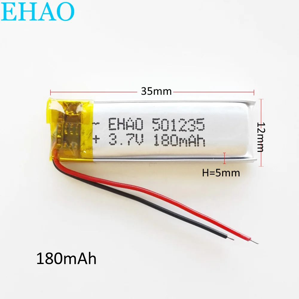 EHAO 501235 3,7 V 180mAh baterija Litij-Polimer LiPo li ionska Baterija za Polnjenje Za Mp3 slušalke GPS mobilne elektronske del