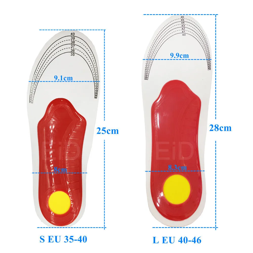 EiD Šport Silikonski Gel Vložki za stopala Moški Ženske čevlji za edini ortopedskih tipke za Vožnjo Šok Absorpcije podpora narti
