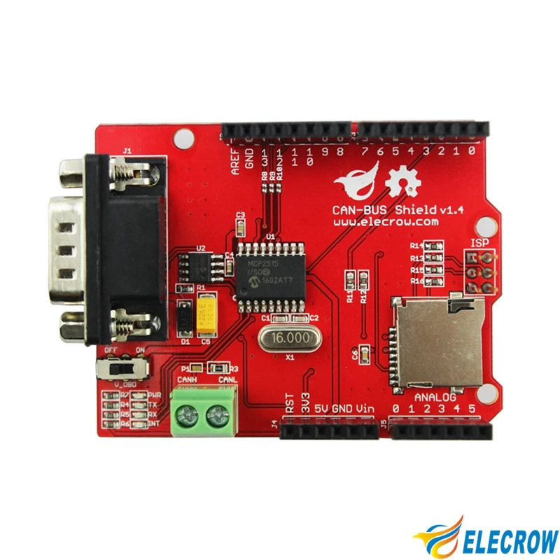 Elecrow CAN-BUS Ščit za Arduino Mega Leonardo Microchip MCP2515 LAHKO Krmilnik Sprejemnik Kartica MicroSD DIY GPS Povezavo
