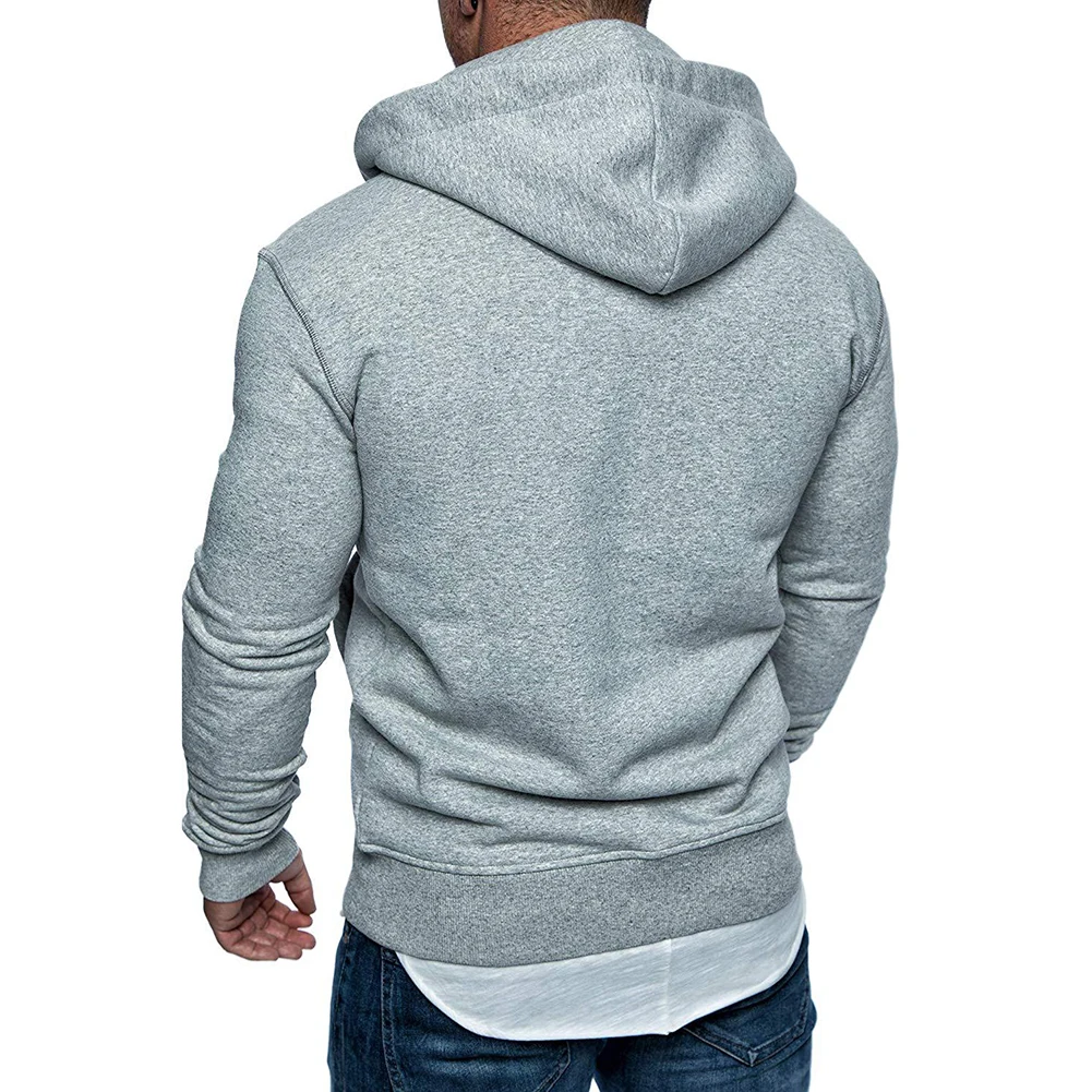 Eleganten navaden moški zip zadrgo šport pulover s kapuco jopica plašč jakna