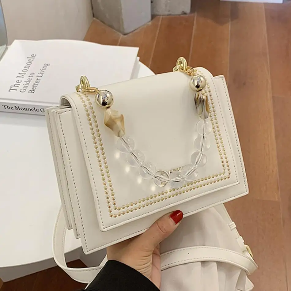 Elegantni Ženski Square Tote vrečko 2020 Moda New Visoke kakovosti PU Usnja Ženske Oblikovalec Torbici Verige Ramenski Messenger Bag