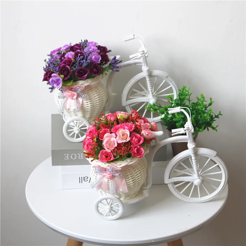 Elegantno Idilične opremljanje doma simulacije cvet avto bo ustrezala izposoja pletene Soba dekoracijo košarico, ponarejenega cvet Diamond Rose