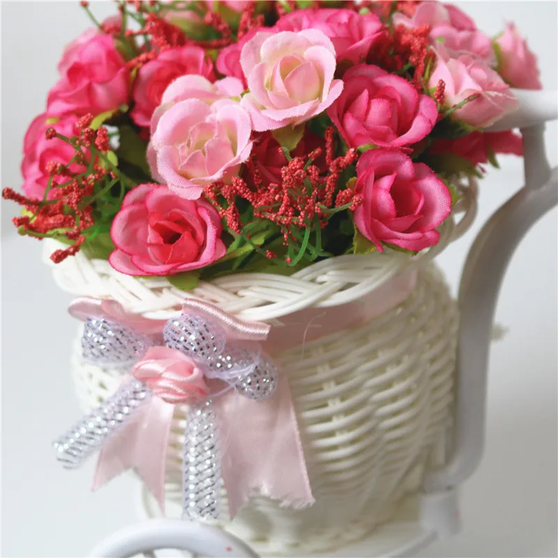 Elegantno Idilične opremljanje doma simulacije cvet avto bo ustrezala izposoja pletene Soba dekoracijo košarico, ponarejenega cvet Diamond Rose