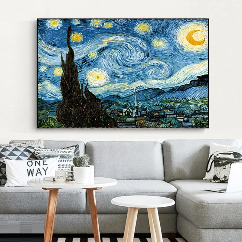 Elegantno Poezija Zvezdnato Noč s Vincent Van Gogh Slavni Umetnik, Art Tisk Plakat Steni Sliko Platno Oljna slika Domov Stenski Dekor