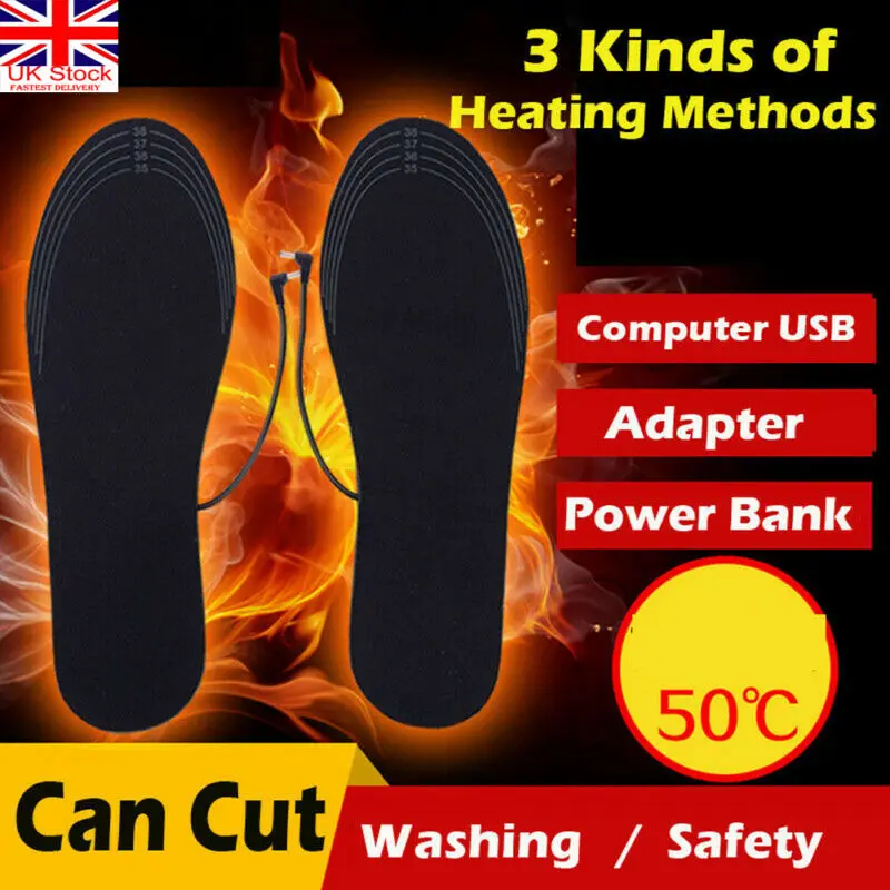Električna Ogrevana Čevlje Vložki Tople Nogavice, Noge Grelec USB Stopala Pozimi Topleje Pad UK