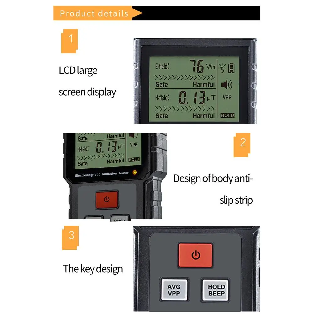 Elektromagnetno Sevanje Tester Števec Digitalni LCD Detektor EMF Instrument Detektor za Merjenje Za Mobilni Telefon, Računalnik