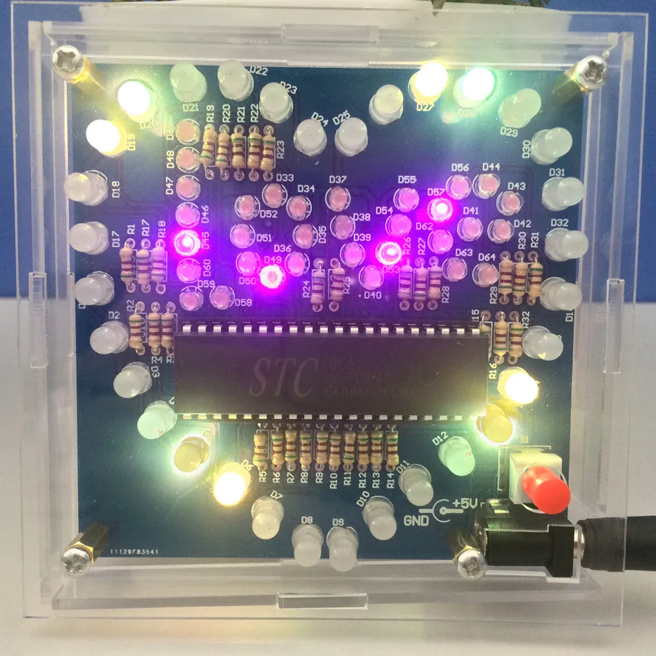 Elektronski diy komplet pisane LED srce DIY led srce luči, Elektronskega DIY usposabljanje varjenje, sestavljanje delov