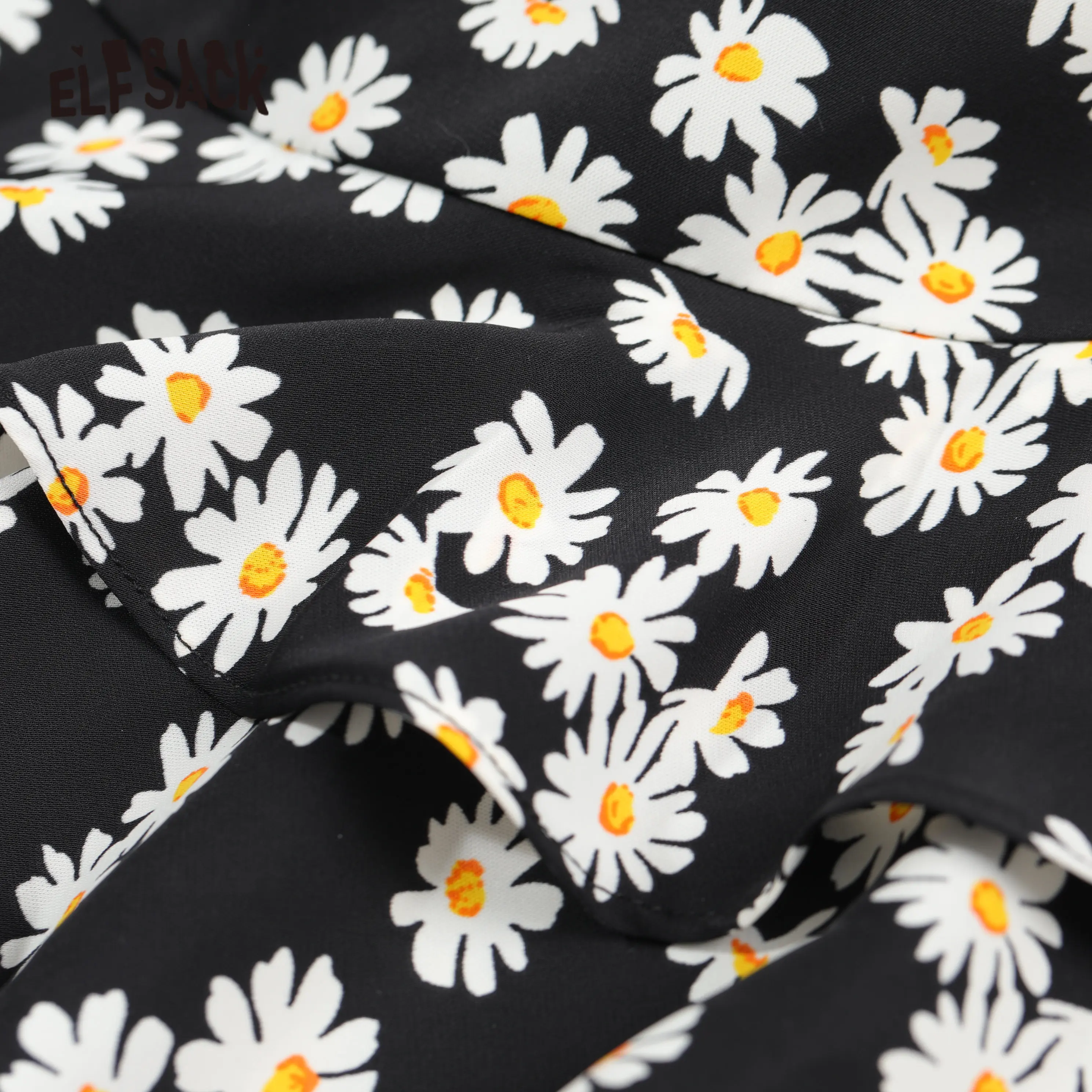 ELFSACK Black Daisy Cvetje Nezakonitih Rogov Robom Priložnostne Žensk Mini Krila 2020 Poletje Letnik Črto korejske Ženske Dnevno Dna