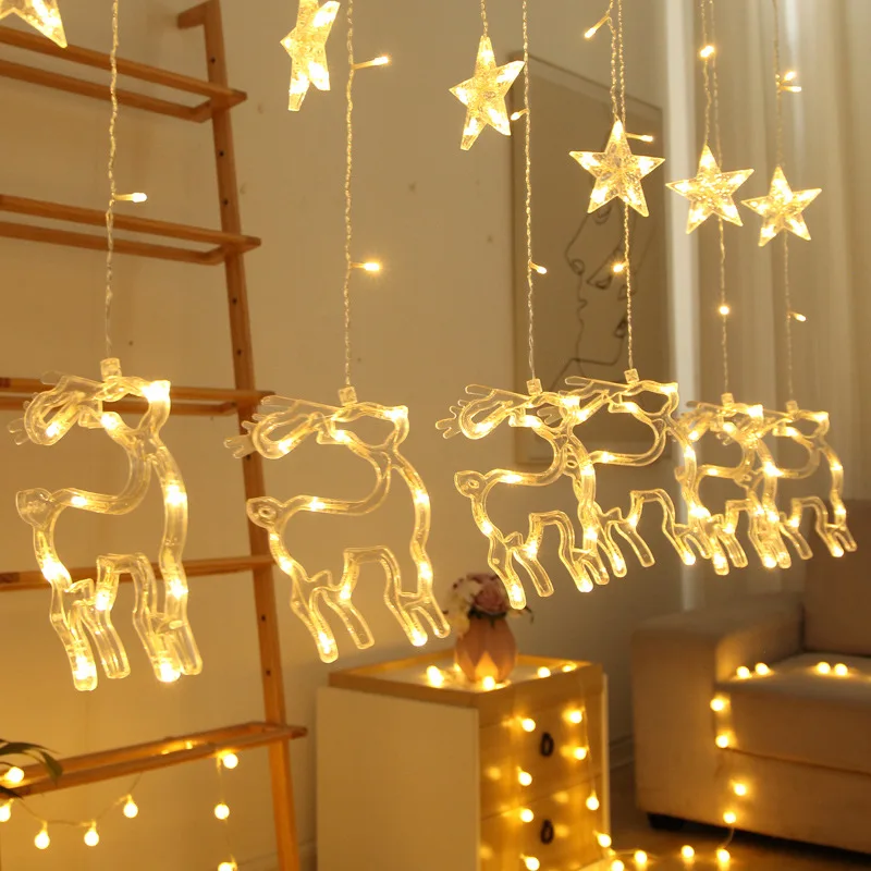 Elk Bell Niz Luči LED Božični Dekor Za Dom, ki Visi Garland Božično Drevo Decor Ornament 2020 Navidad Božič Darilo Novo Leto