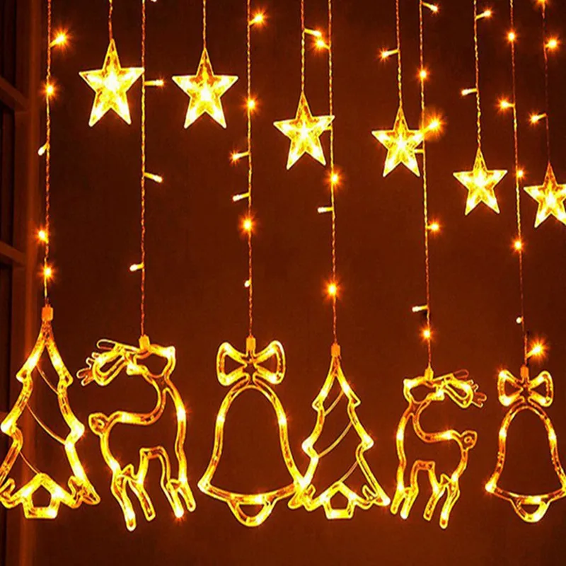 Elk Bell Niz Luči LED Božični Dekor Za Dom, ki Visi Garland Božično Drevo Decor Ornament 2020 Navidad Božič Darilo Novo Leto