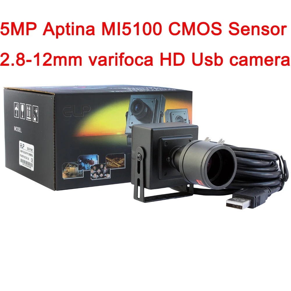 ELP 5MP Aptina MI5100 visoke ločljivosti, CMOS-2.8-12mm varifocal HD CCTV nadzor endoskop mini kamero, video kamera, usb Androi