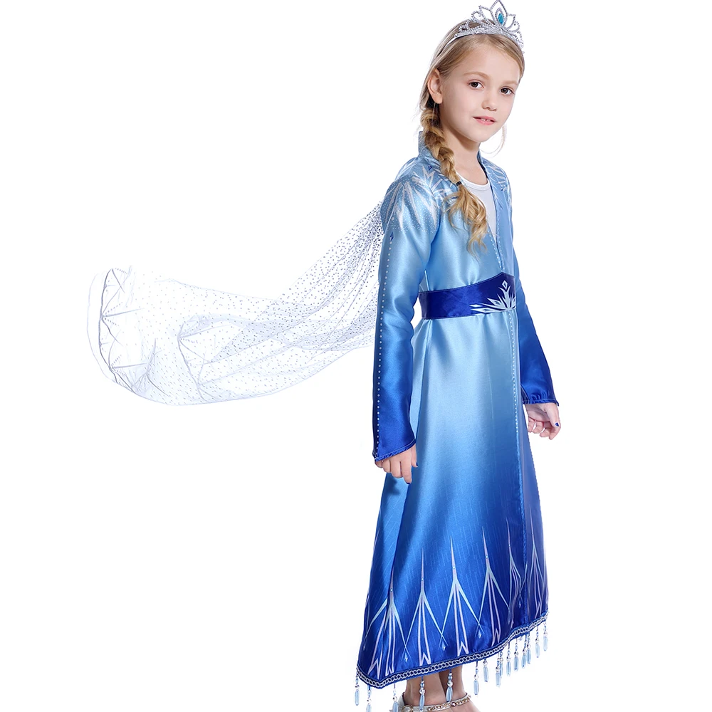 Elsa nova Obleko gor Kostum za Dekleta, Novo Leto Oblačila, Snežna Kraljica 2 Cosplay Elza Plašč Obleko Otroci Fantasia Prikrivanje Princesa Kostume