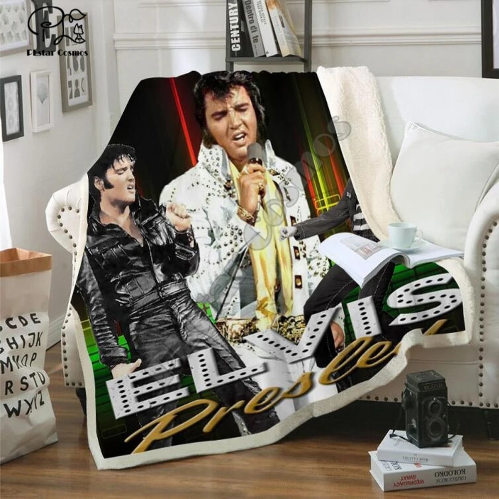 Elvis Presley 3D Odejo za Postelje Pohodništvo Piknik Debela Odeja Modi Bedspread Runo Vrgel Odejo slog-4