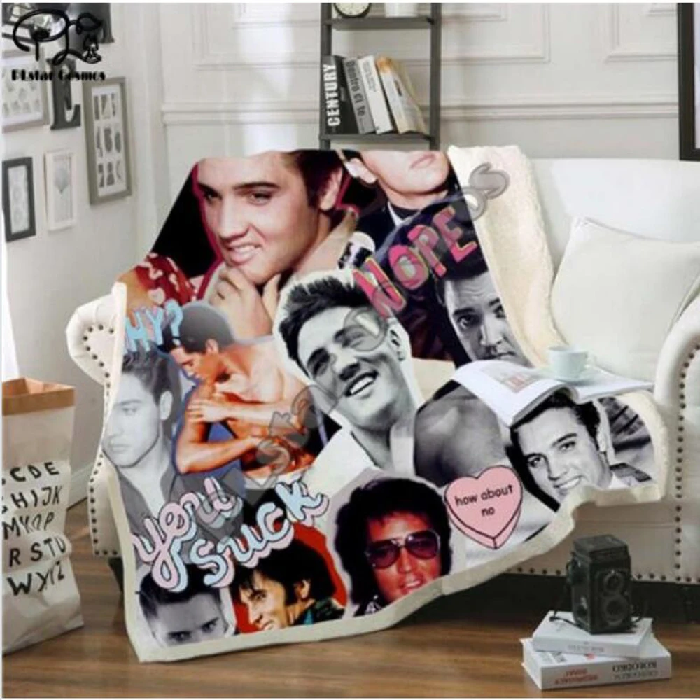 Elvis Presley 3D Odejo za Postelje Pohodništvo Piknik Debela Odeja Modi Bedspread Runo Vrgel Odejo slog-4