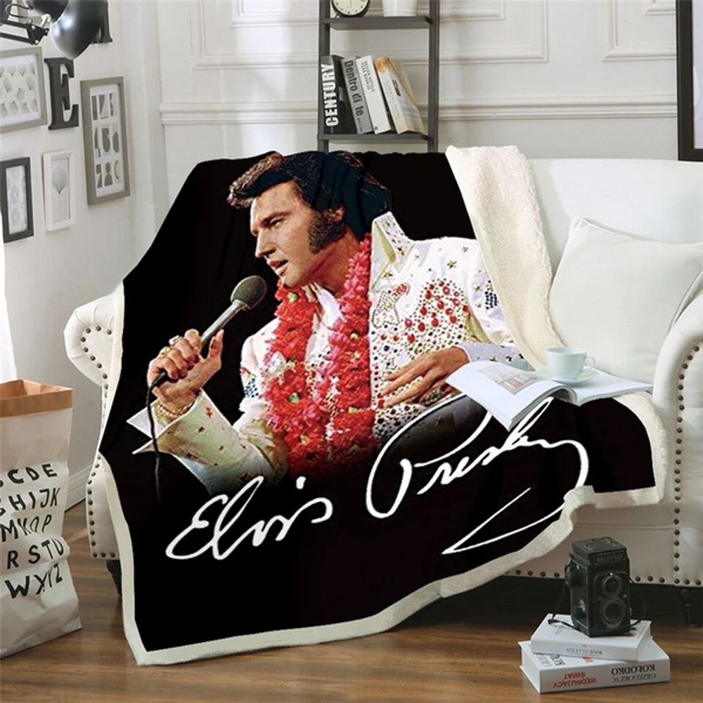 Elvis Presley 3D Odejo za Postelje Pohodništvo Piknik Debela Odeja Modi Bedspread Runo Vrgel Odejo slog-1