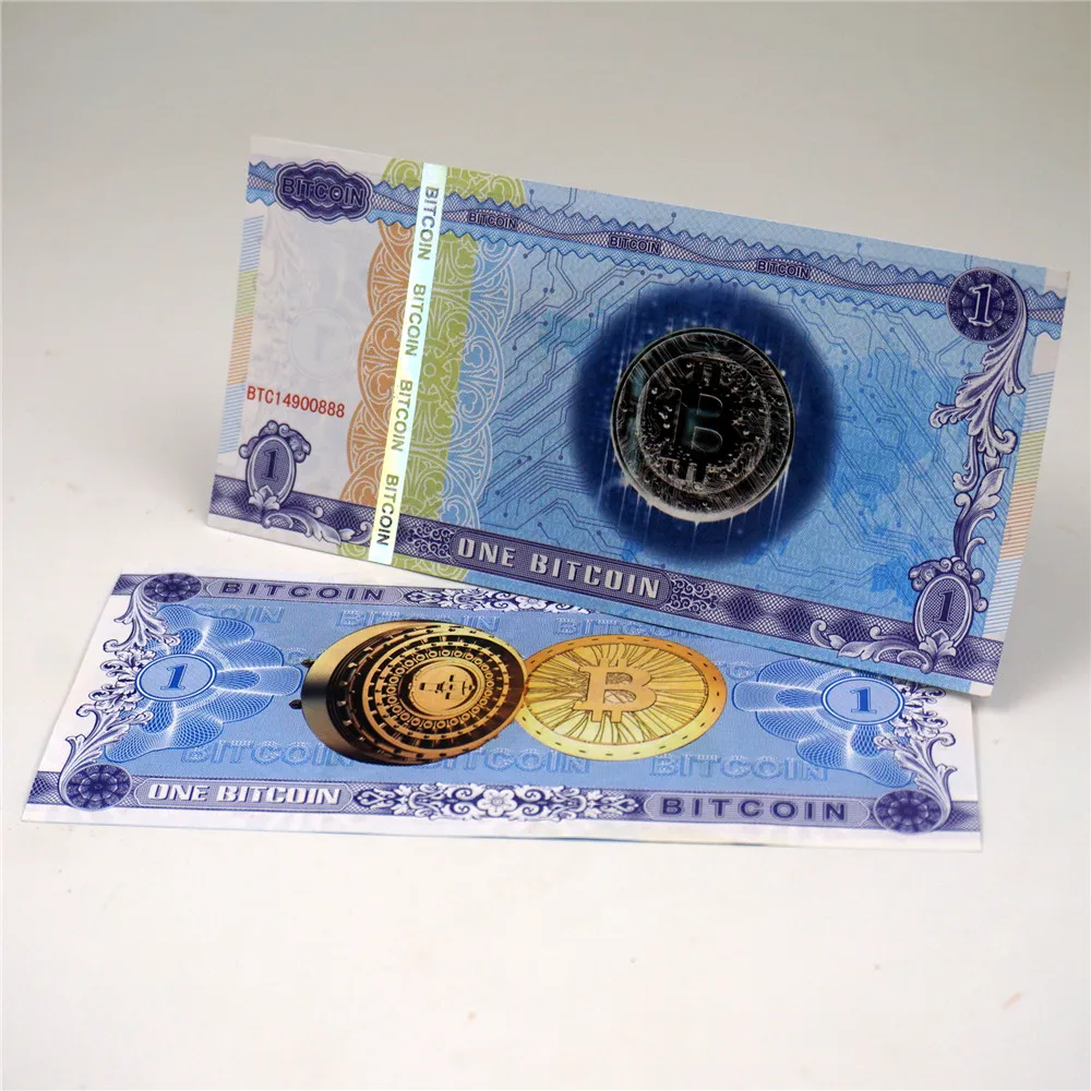 En Bitcoin Denar Ne Valuti Zlata Papir Bankovcev Anti-Ponaredek 1 BTC Osnutkov Zbirateljskih Zlatih Bankovcev