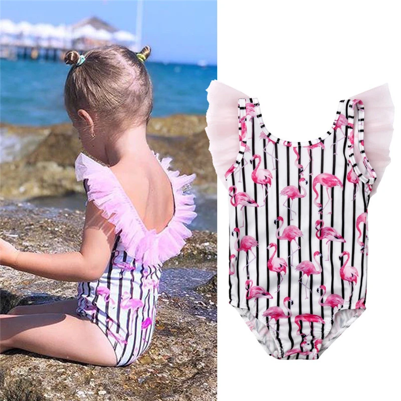 En Kos Kopalke Deklet Bikini Flamingo Tiskanja Enem Kosu Bikini, Plavanje Obleko Fant Dekle Kopalke Otrok Plažo Kopalke