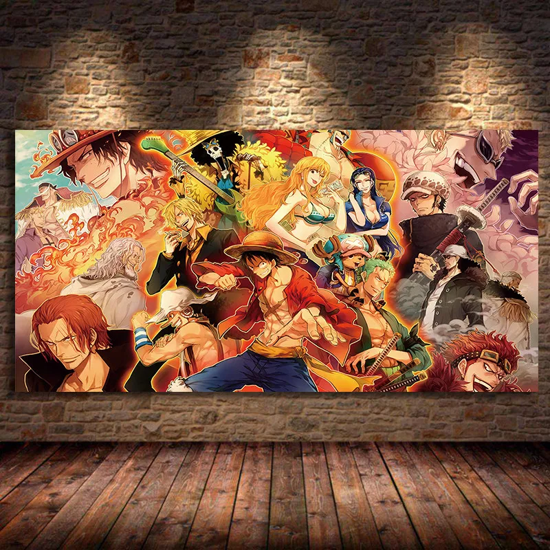 En Kos Plakat Platno Tiskanje Slik Luffy Sliko Risanke Wall Art Japonske Anime Plakatov in Fotografij za mladinski Dom Dekoracija
