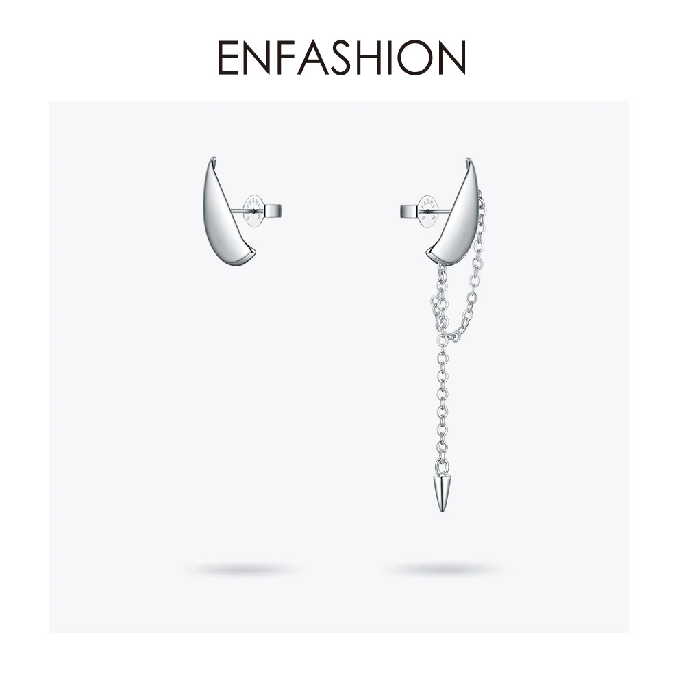 ENFASHION Punk Earlobe Skladu Spike Stud Uhani Za Ženske Zlata Barva Asimetrične Tassel Majhne Earings Modni Nakit E191129