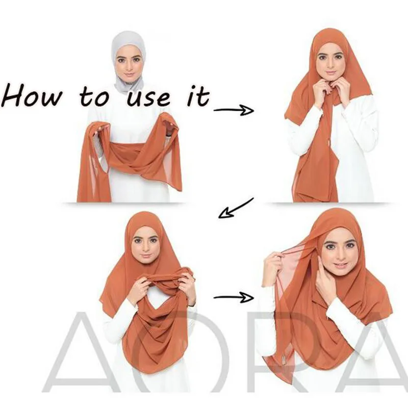 Enostavno upravljanje z Muslimansko headscarf hidžab tančico leni enobarvni šal, kapa klobuk Muslimanskih headscarf muslimanska oblačila hidžab