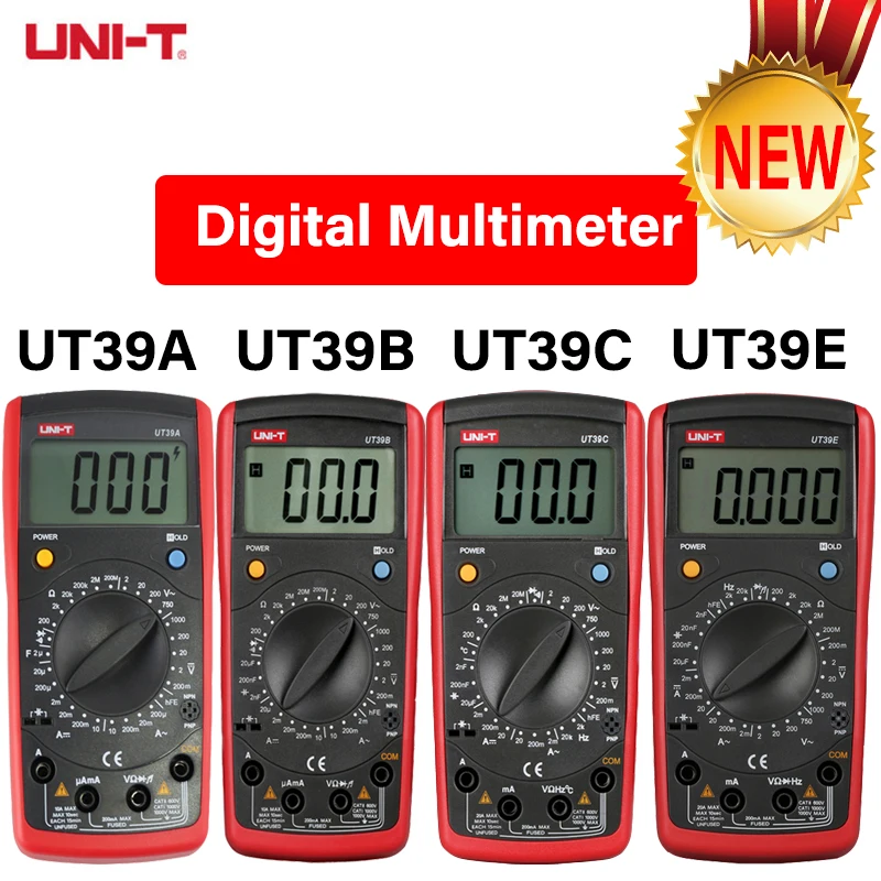 ENOTA Ročni Digitalni Multimeter UT39B UT39E 20A 1000V UNI T DC AC Volt Električna Merjenja Kondenzator Tranzistor Tester