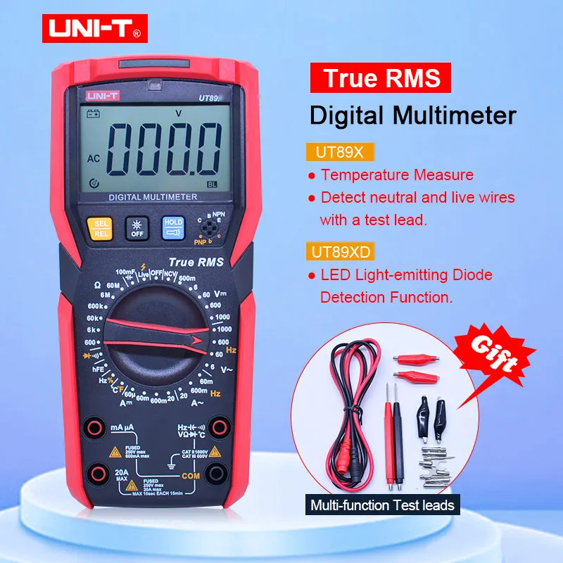 ENOTA UT89X/UT89XD true RMS Digitalni multimeter 20A high current digitalni multimeter NKV/kondenzator/triode/temperatura/test LED