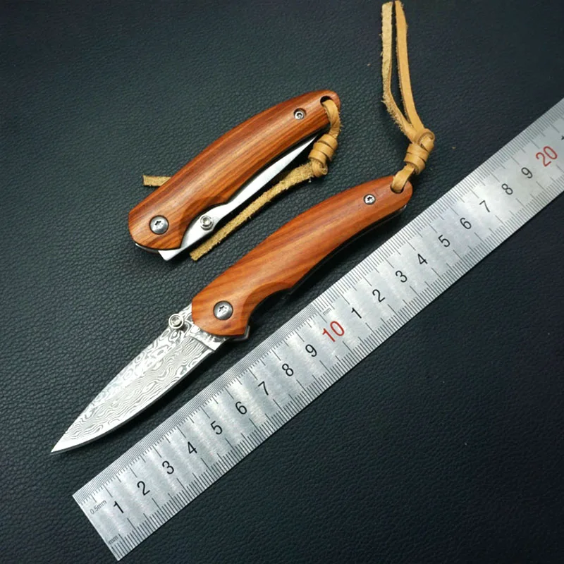 EOS Damask Folding Nož Rezilo Žep Kampiranje Lovski Noži na Prostem