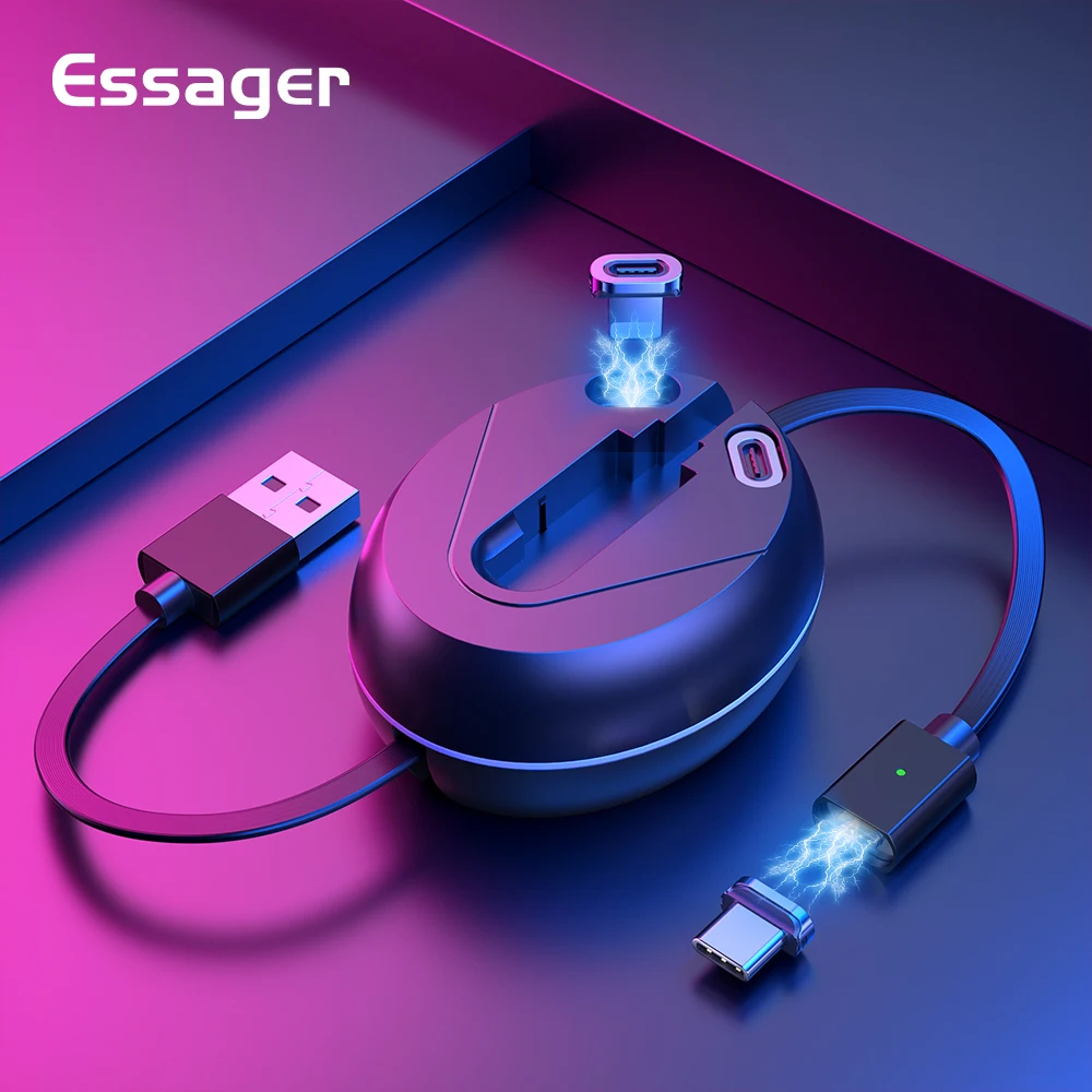 Essager 3 V 1 Zložljive Magnetni Micro USB Kabel Za iPhone, Android Mobilni Telefon Vtipkajte C Hitro Polnjenje Magnetni Podatkov Žice Kabel