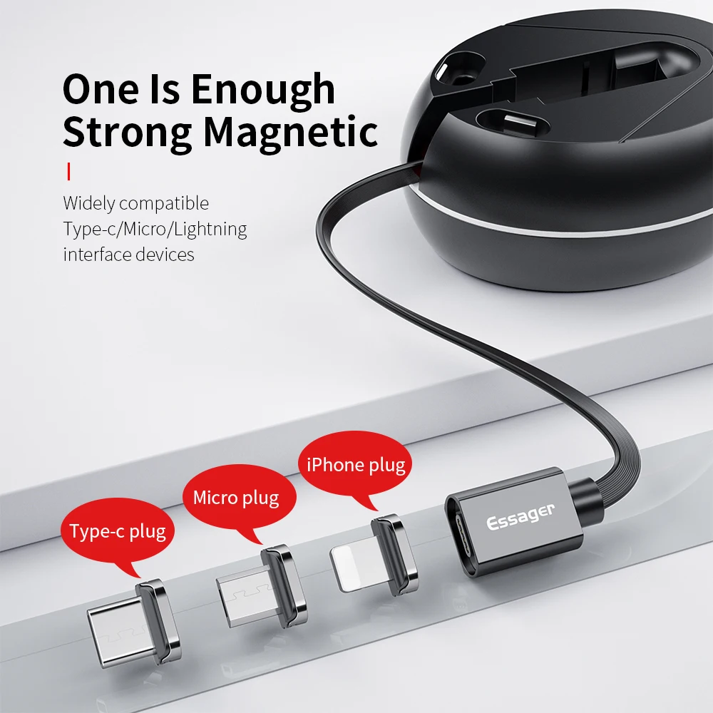 Essager 3 V 1 Zložljive Magnetni Micro USB Kabel Za iPhone, Android Mobilni Telefon Vtipkajte C Hitro Polnjenje Magnetni Podatkov Žice Kabel
