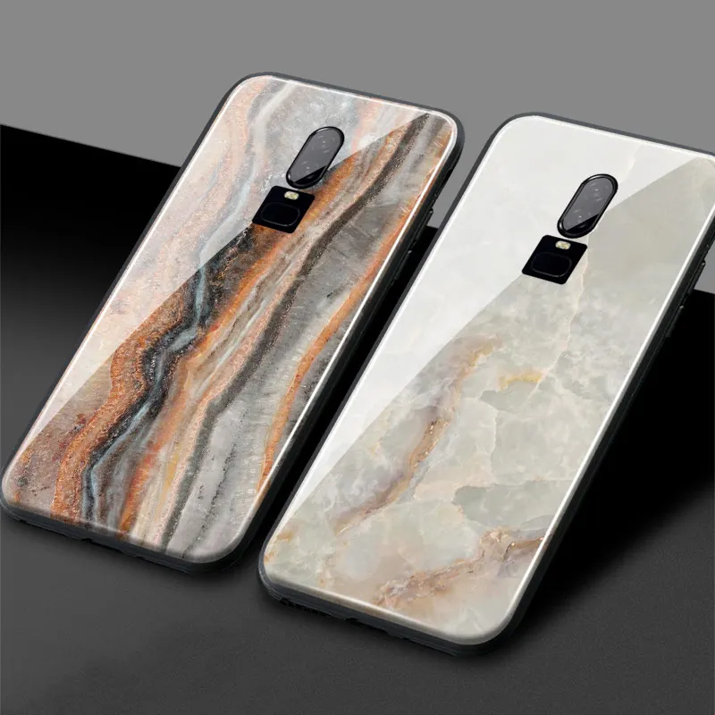 Estetski Marmorja vzorec teksturo, Kaljeno Steklo TPU Mehki Silikonski Telefon Primeru zajema Lupini Za Oneplus 6 6T 7 Pro 7T