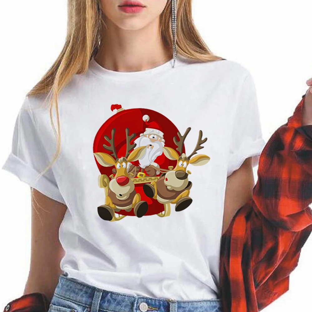 Estetski Novi Santa Claus Cortoon Tiskanja Ženske T-shirt Moda Ulične Božični Kostum Vrhovi Visoki Kakovosti Udobno Tshirt