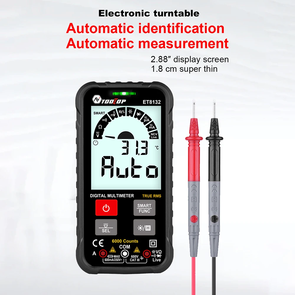 ET8132 Digitalni Multimeter Ročni Voltmeter Ampermeter Ohm Current Tester Tester Merilnik, Merilnik Kapacitivnosti