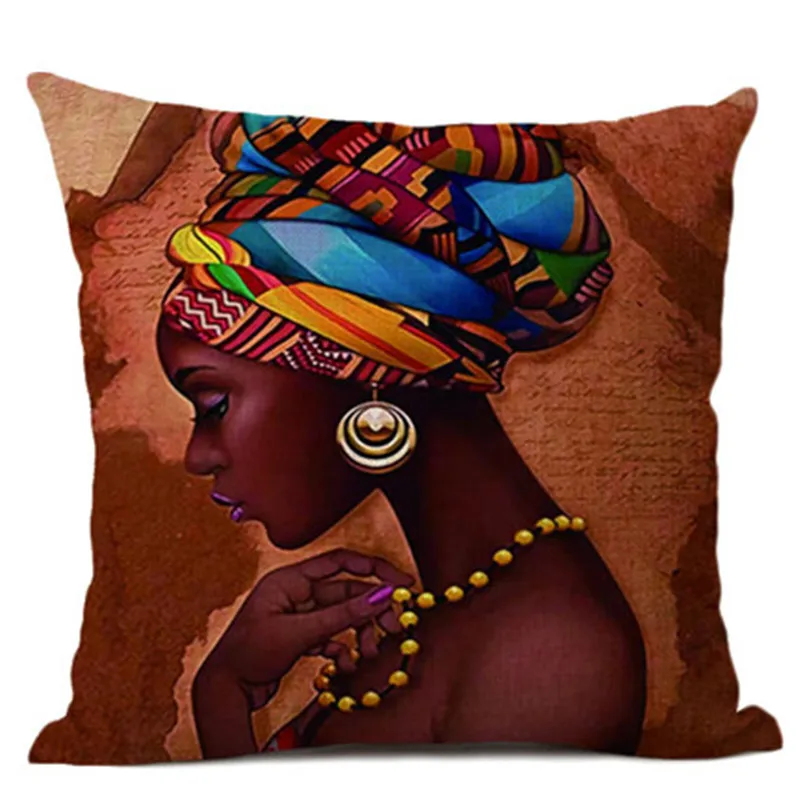 Etnične Modne Dame Oljno sliko Afriške Ženske Dnevna Soba Art Deco Blazine Kavč Vrgel Blazino Kritje Perilo Blazine Pokrov 45x45