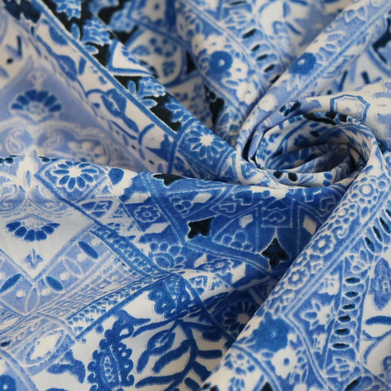 Etnične Svila Bombaž Tekstilne Letnik Kitajski Modro Bele Tkanine Za Otroke 100cm*145 cm