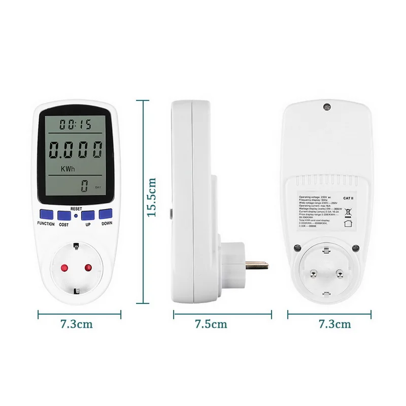 EU/UK/AU Vtiča Digital AC Napetost Wattmeter Porabo Energije Watt Moči Meter Plug Energijo Merilnik Električne energije Analyzer Monitorji