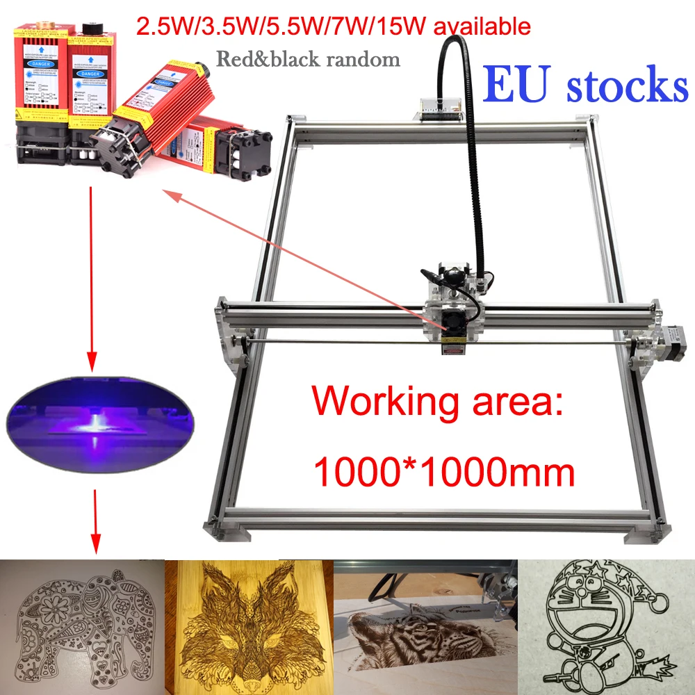 [EU zaloge] 15w Mini cnc namizni DIY Lasersko graviranje graverja rezanje 100*100 cm velik delovni prostor laser cutter