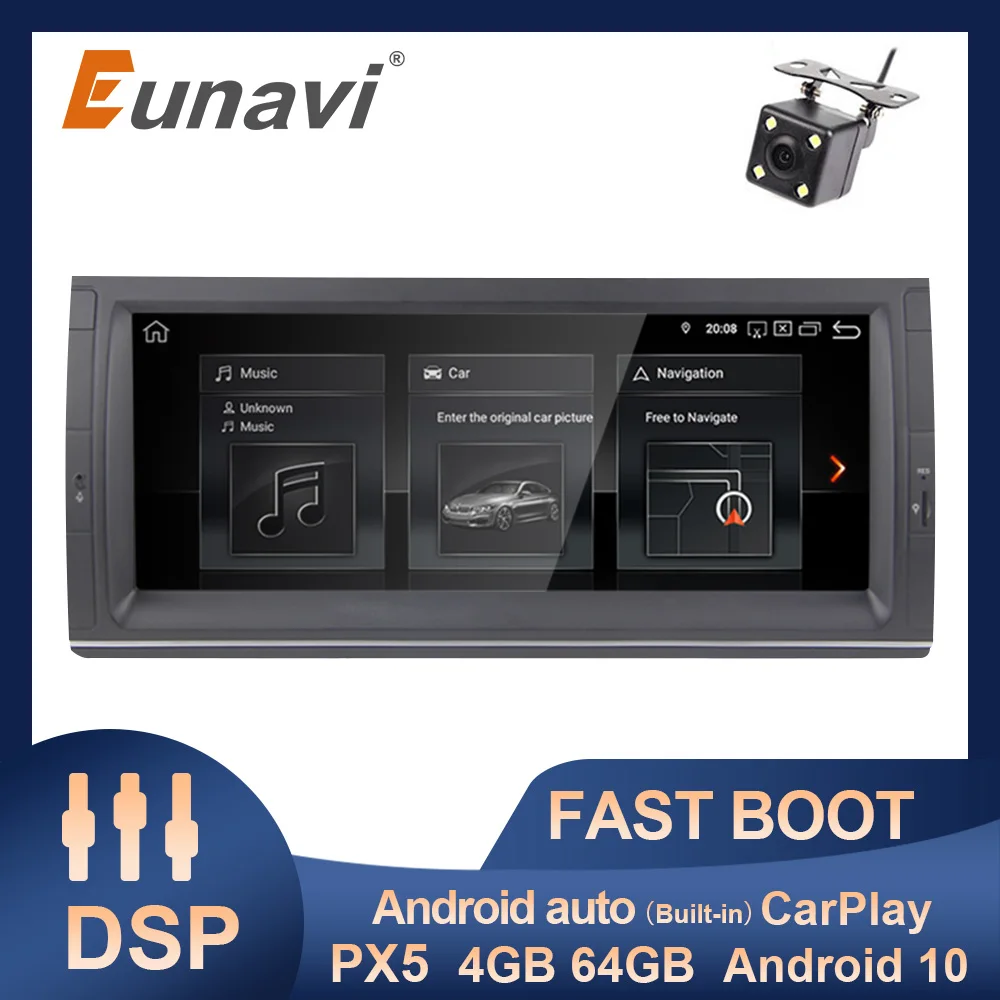 Eunavi 10.25 inch Android 10 avtoradio GPS Multimedia Player Za BMW E53 E39 X5 Jedro Octa Autoradio Stereo DSP HD Zaslon, WIFI 4G
