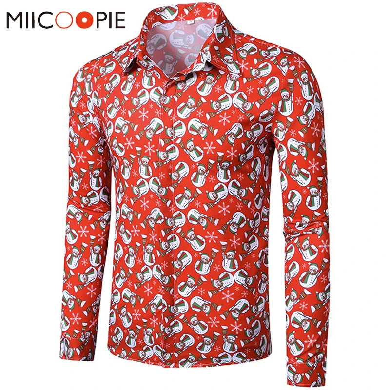 Euro Velikost Majice Za Moške, Modni Božič Oblikovalec Dolgimi Rokavi Moški Rdečo Srajco Priložnostne 3D Tiskanja Kritje Gumb Camisa Masculina