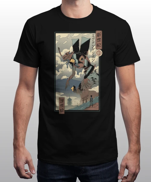 EVA UKIYO-E moška T-Shirt majica Bombaž O-Vratu Kratek Rokav T Shirt Novo Velikost S-3XL