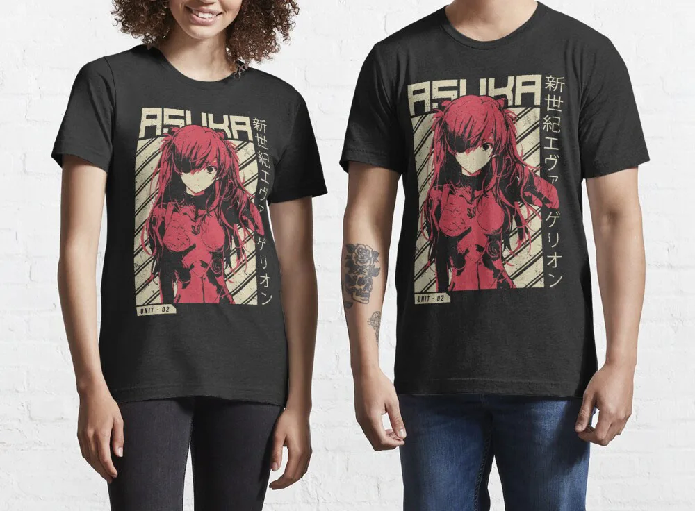 Evangelion Asuka Plakat Anime Priljubljena Majica T-Shirt Crewneck Bombaž Tees Smešno Tees Bombaž Vrhovi Priložnostne Kratek Sleeve Zgornji Del