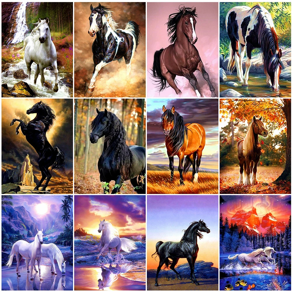 Evershine Diamond Slikarstvo Konja, Mozaik, Art Diamond Vezenje Živali DIY Sliko Okrasnih Navzkrižno Šiv Stenski Dekor